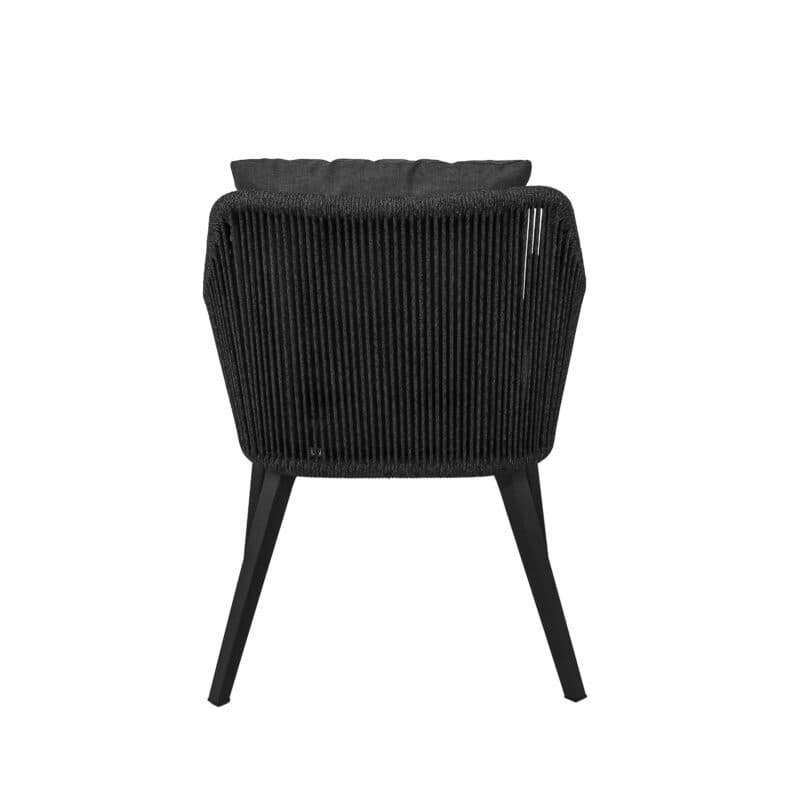 CASA DOMA "Ribera" Diningsessel L-Form, Vierkant-Beine Edelstahl anthrazit, Sitz Rope anthrazit (vertikal rund), Kissen Tuvatextil® Panama grafito