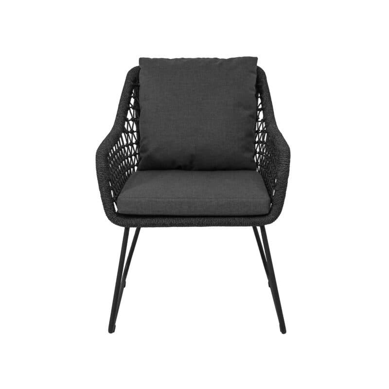 CASA DOMA "Ribera" Diningsessel L-Form, Kufengestell Edelstahl anthrazit, Sitz Rope anthrazit (Knoten), Kissen Tuvatextil® Panama grafito