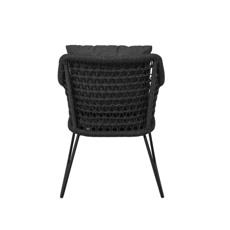 CASA DOMA "Ribera" Diningsessel L-Form, Kufengestell Edelstahl anthrazit, Sitz Rope anthrazit (Knoten), Kissen Tuvatextil® Panama grafito
