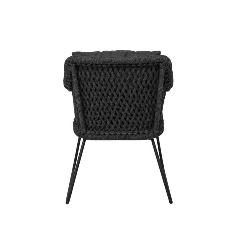 CASA DOMA "Ribera" Diningsessel L-Form, Kufengestell Edelstahl anthrazit, Sitz Rope anthrazit (Raute), Kissen Tuvatextil® Panama grafito