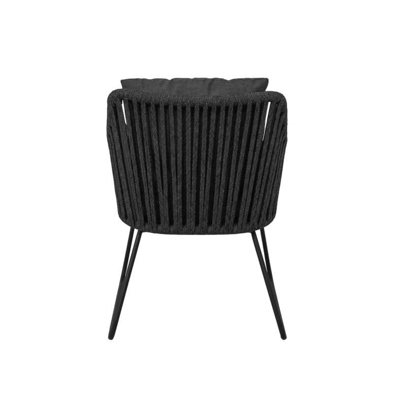 CASA DOMA "Ribera" Diningsessel L-Form, Kufengestell Edelstahl anthrazit, Sitz Rope anthrazit (vertikal breit), Kissen Tuvatextil® Panama grafito