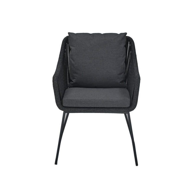 CASA DOMA "Ribera" Diningsessel L-Form, Kufengestell Edelstahl anthrazit, Sitz Rope anthrazit (vertikal rund), Kissen Tuvatextil® Panama grafito