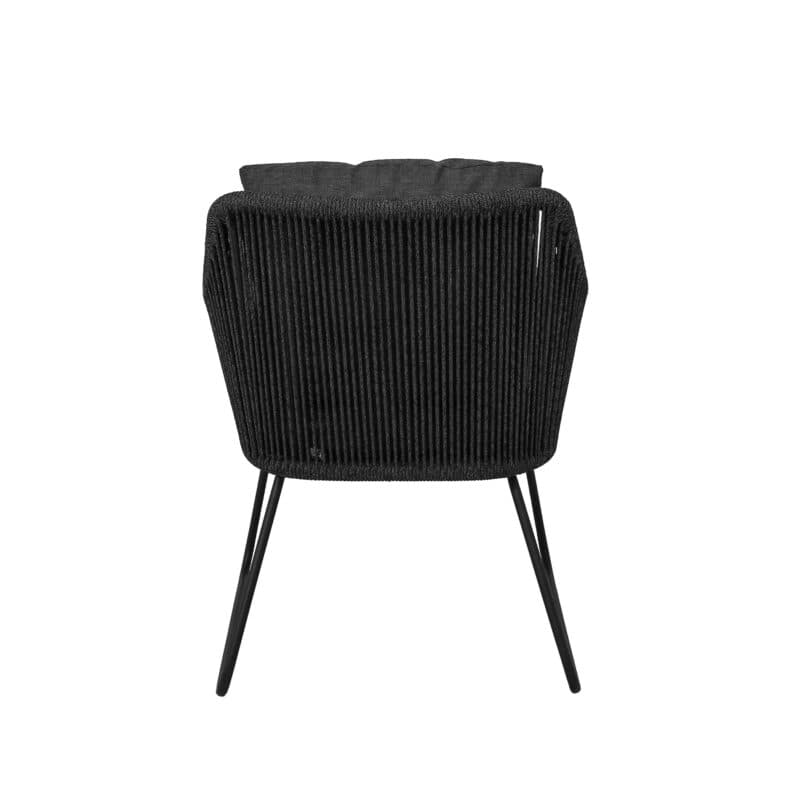 CASA DOMA "Ribera" Diningsessel L-Form, Kufengestell Edelstahl anthrazit, Sitz Rope anthrazit (vertikal rund), Kissen Tuvatextil® Panama grafito