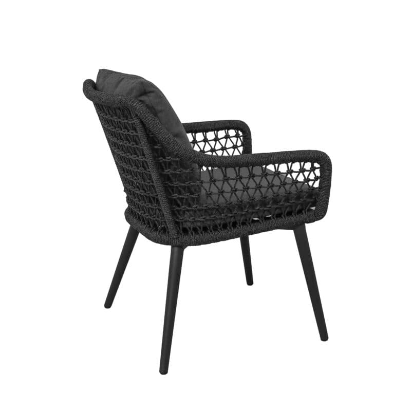 CASA DOMA "Ribera" Diningsessel L-Form, Rundrohr-Beine Edelstahl anthrazit, Sitz Rope anthrazit (Knoten), Kissen Tuvatextil® Panama grafito