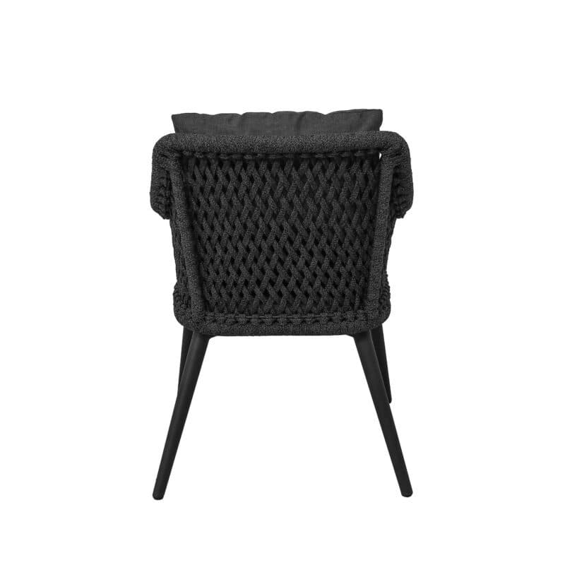 CASA DOMA "Ribera" Diningsessel L-Form, Rundrohr-Beine Edelstahl anthrazit, Sitz Rope anthrazit (Raute), Kissen Tuvatextil® Panama grafito