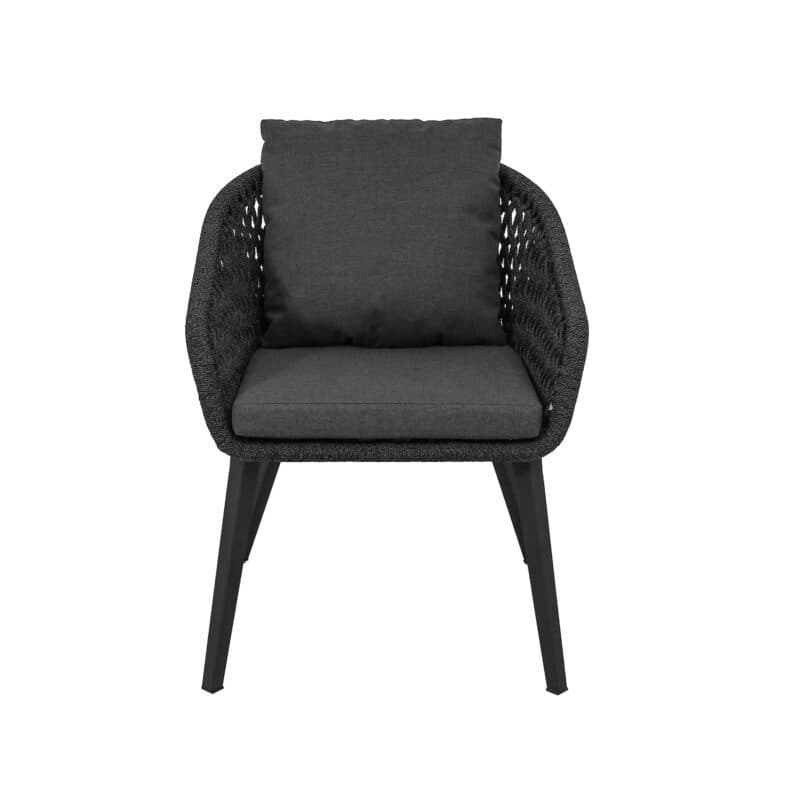 CASA DOMA "Ribera" Diningsessel Rundform, Vierkant-Beine Edelstahl anthrazit, Sitz Rope anthrazit (Raute), Kissen Tuvatextil® Panama grafito