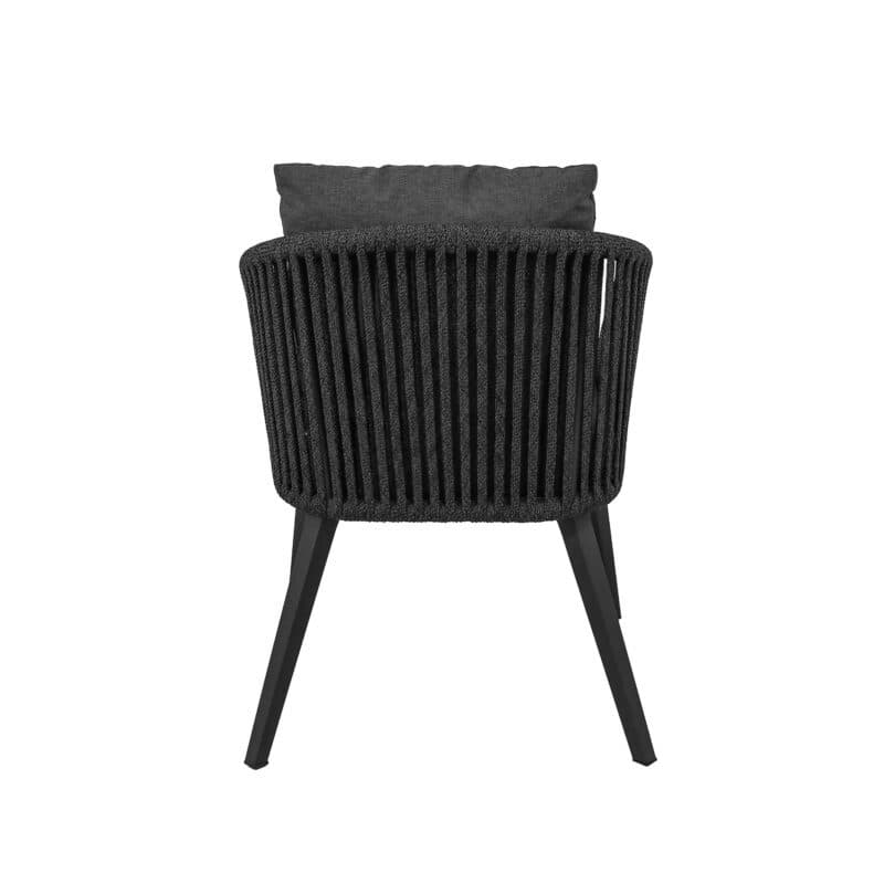 CASA DOMA "Ribera" Diningsessel Rundform, Vierkant-Beine Edelstahl anthrazit, Sitz Rope anthrazit (vertikal breit), Kissen Tuvatextil® Panama grafito
