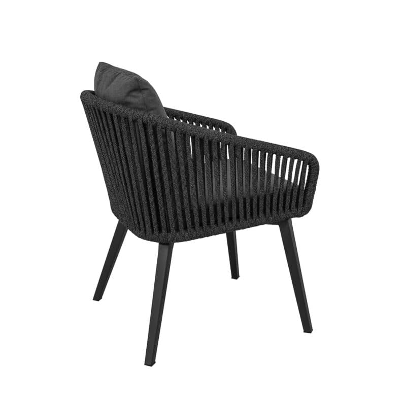 CASA DOMA "Ribera" Diningsessel Rundform, Vierkant-Beine Edelstahl anthrazit, Sitz Rope anthrazit (vertikal breit), Kissen Tuvatextil® Panama grafito