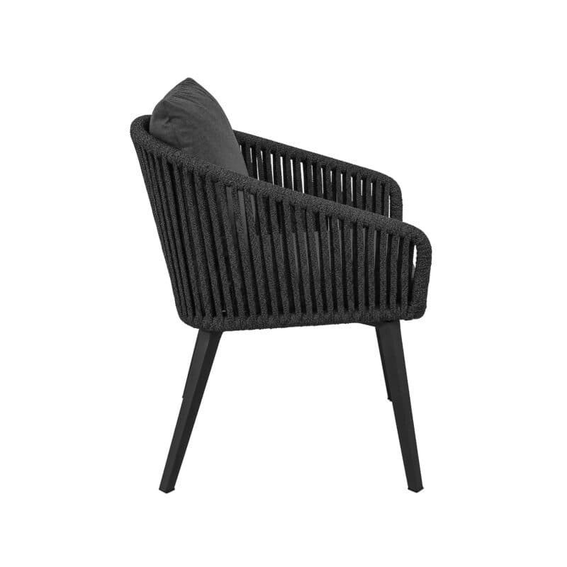 CASA DOMA "Ribera" Diningsessel Rundform, Vierkant-Beine Edelstahl anthrazit, Sitz Rope anthrazit (vertikal breit), Kissen Tuvatextil® Panama grafito