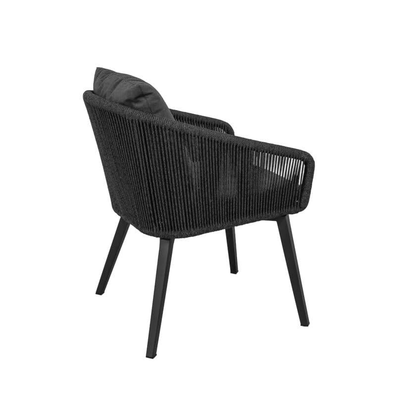 CASA DOMA "Ribera" Diningsessel Rundform, Vierkant-Beine Edelstahl anthrazit, Sitz Rope anthrazit (vertikal rund), Kissen Tuvatextil® Panama grafito