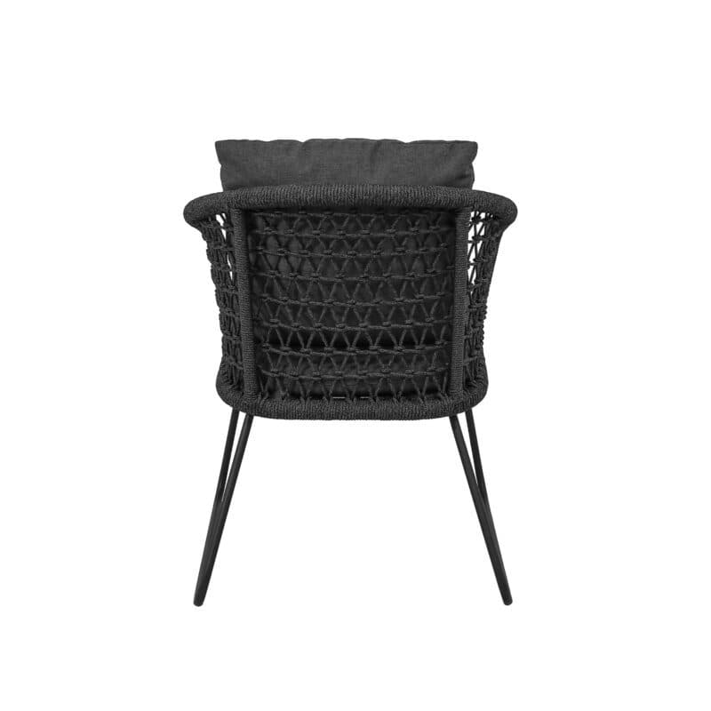 CASA DOMA "Ribera" Diningsessel Rundform, Kufengestell Edelstahl anthrazit, Sitz Rope anthrazit (Knoten), Kissen Tuvatextil® Panama grafito