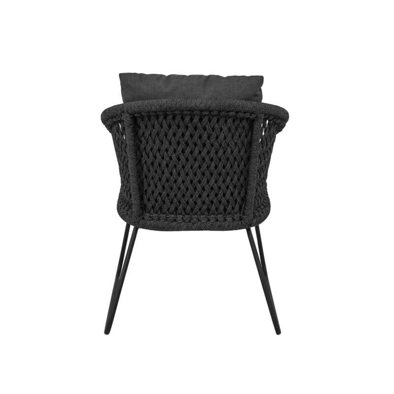 CASA DOMA "Ribera" Diningsessel Rundform, Kufengestell Edelstahl anthrazit, Sitz Rope anthrazit (Raute), Kissen Tuvatextil® Panama grafito