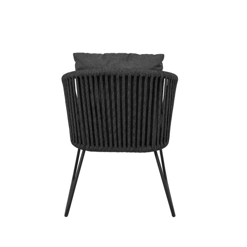 CASA DOMA "Ribera" Diningsessel Rundform, Kufengestell Edelstahl anthrazit, Sitz Rope anthrazit (vertikal breit), Kissen Tuvatextil® Panama grafito