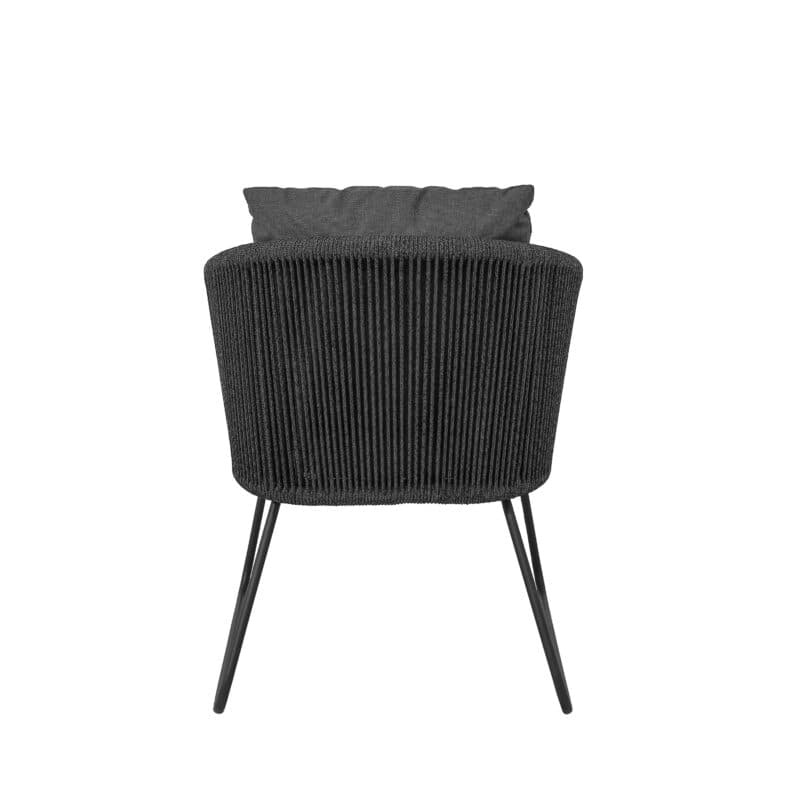 CASA DOMA "Ribera" Diningsessel Rundform, Kufengestell Edelstahl anthrazit, Sitz Rope anthrazit (vertikal rund), Kissen Tuvatextil® Panama grafito