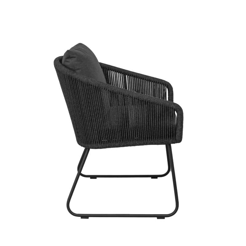 CASA DOMA "Ribera" Diningsessel Rundform, Kufengestell Edelstahl anthrazit, Sitz Rope anthrazit (vertikal rund), Kissen Tuvatextil® Panama grafito