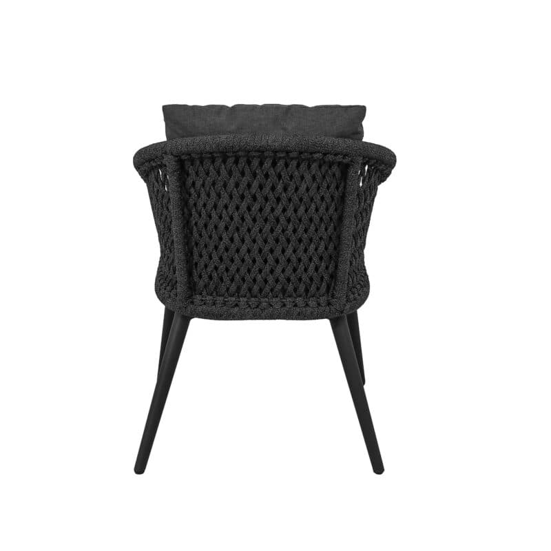 CASA DOMA "Ribera" Diningsessel Rundform, Rundrohr-Beine Edelstahl anthrazit, Sitz Rope anthrazit (Raute), Kissen Tuvatextil® Panama grafito