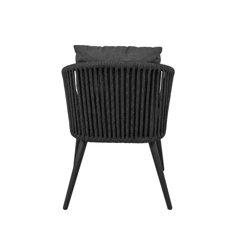 CASA DOMA "Ribera" Diningsessel Rundform, Rundrohr-Beine Edelstahl anthrazit, Sitz Rope anthrazit (vertikal breit), Kissen Tuvatextil® Panama grafito