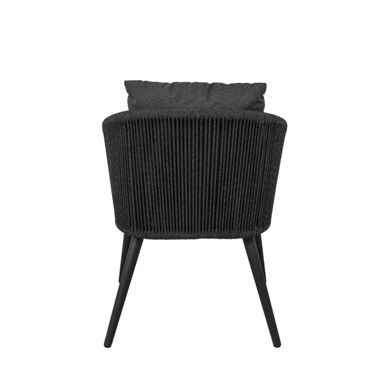 CASA DOMA "Ribera" Diningsessel Rundform, Rundrohr-Beine Edelstahl anthrazit, Sitz Rope anthrazit (vertikal rund), Kissen Tuvatextil® Panama grafito