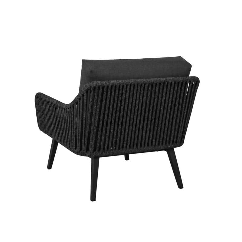 CASA DOMA "Ribera" Loungesessel L-Form, Vierkant-Beine Edelstahl anthrazit, Sitz Rope anthrazit (vertikal breit), Kissen Tuvatextil® Panama grafito