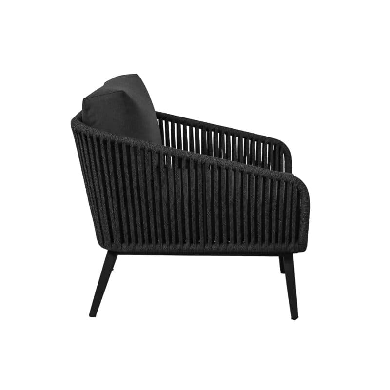 CASA DOMA "Ribera" Loungesessel Rundform, Vierkant-Beine Edelstahl anthrazit, Sitz Rope anthrazit (vertikal breit), Kissen Tuvatextil® Panama grafito