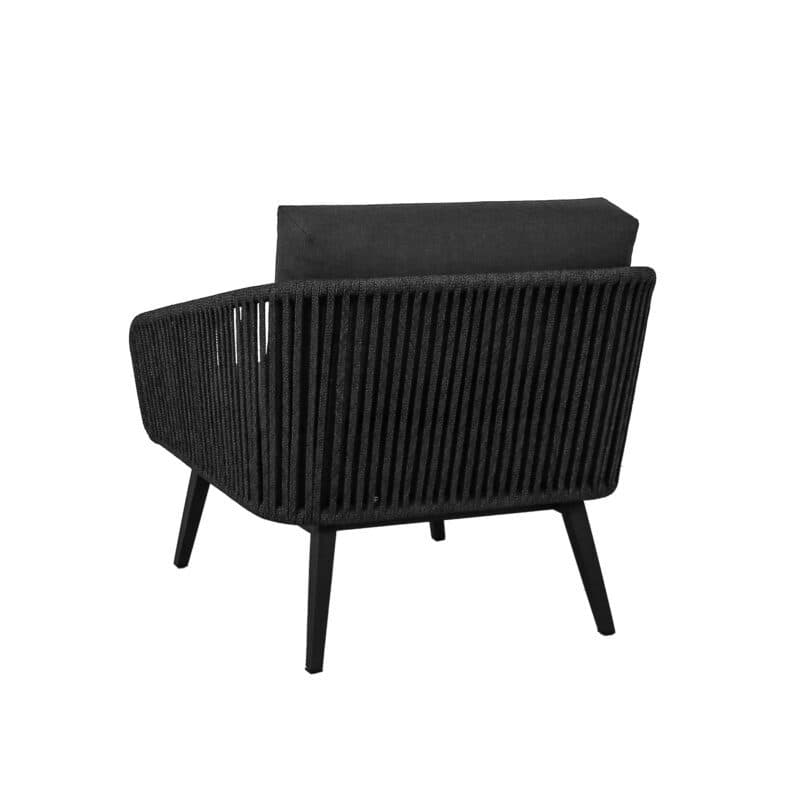 CASA DOMA "Ribera" Loungesessel Rundform, Vierkant-Beine Edelstahl anthrazit, Sitz Rope anthrazit (vertikal breit), Kissen Tuvatextil® Panama grafito