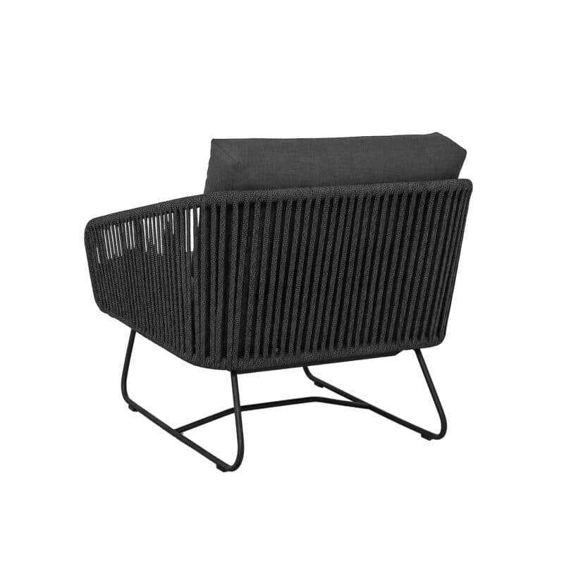 CASA DOMA "Ribera" Loungesessel Rundform, Kufengestell Edelstahl anthrazit, Sitz Rope anthrazit (vertikal breit), Kissen Tuvatextil® Panama grafito