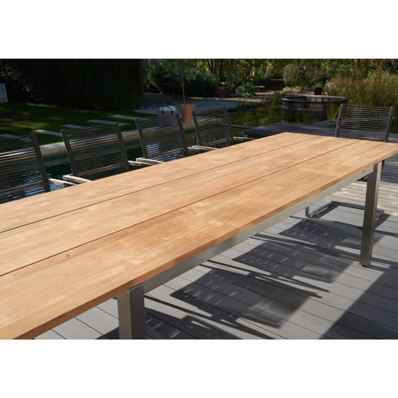 CASA DOMA "Varano" Ausziehtisch 210/310x100 cm, Gestell Edelstahl gebürstet, Tischplatte Teak