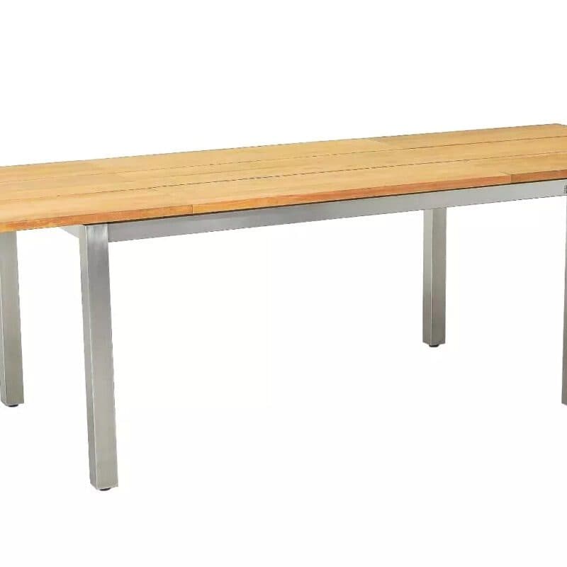 CASA DOMA "Varano" Ausziehtisch 160/260x90 cm, Gestell Edelstahl gebürstet, Tischplatte Teak