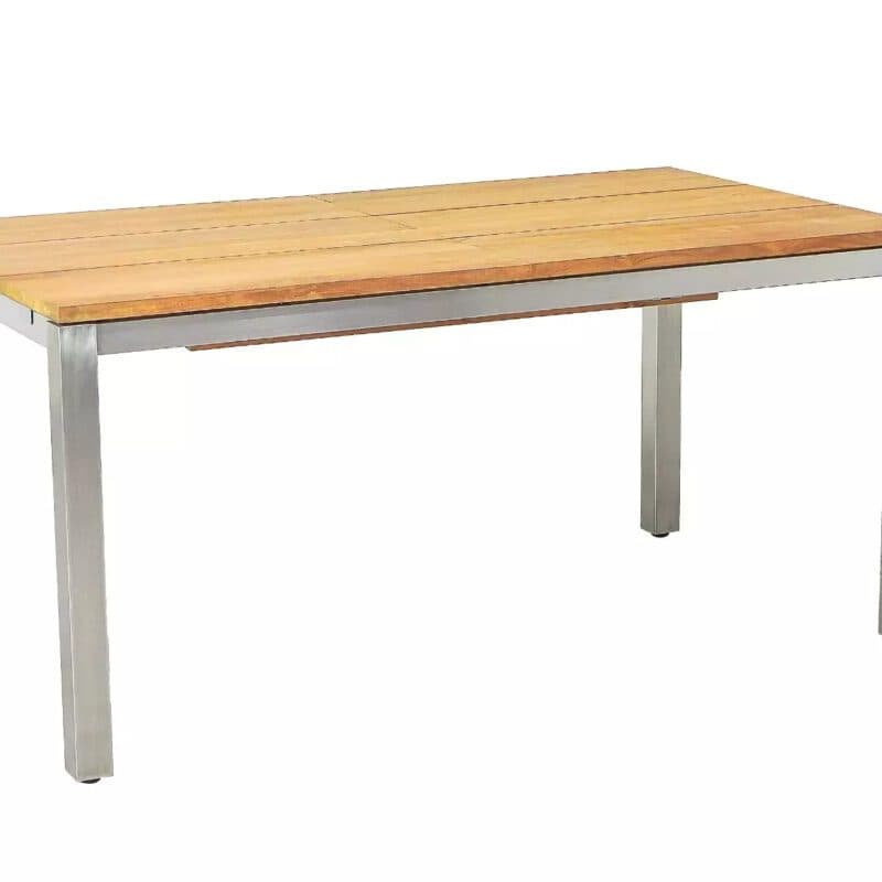 CASA DOMA "Varano" Ausziehtisch 160/260x90 cm, Gestell Edelstahl gebürstet, Tischplatte Teak