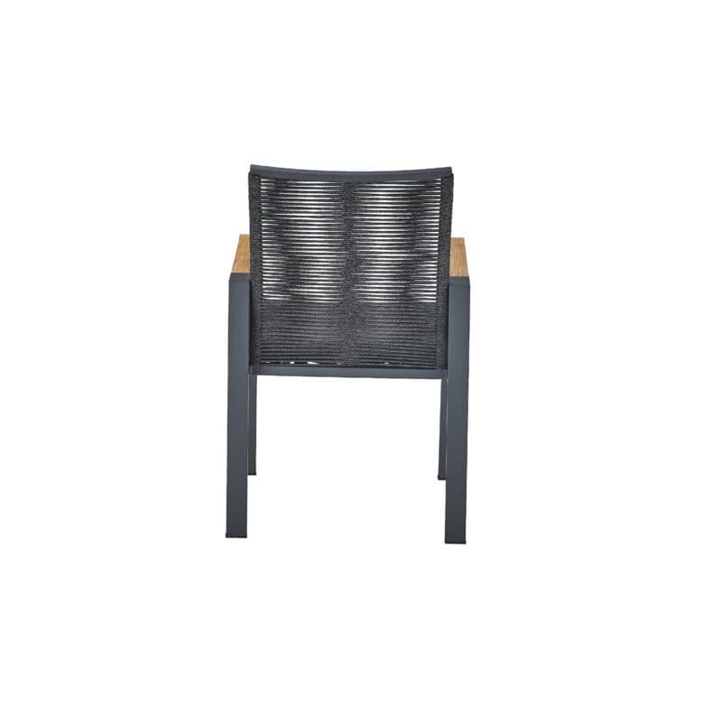 CASA DOMA "Carpino" Diningsessel, Aluminium anthrazit, Rope, Armlehnen Teakholz, Sitzkissen Tuvatextil® Farbe Panama Grafito
