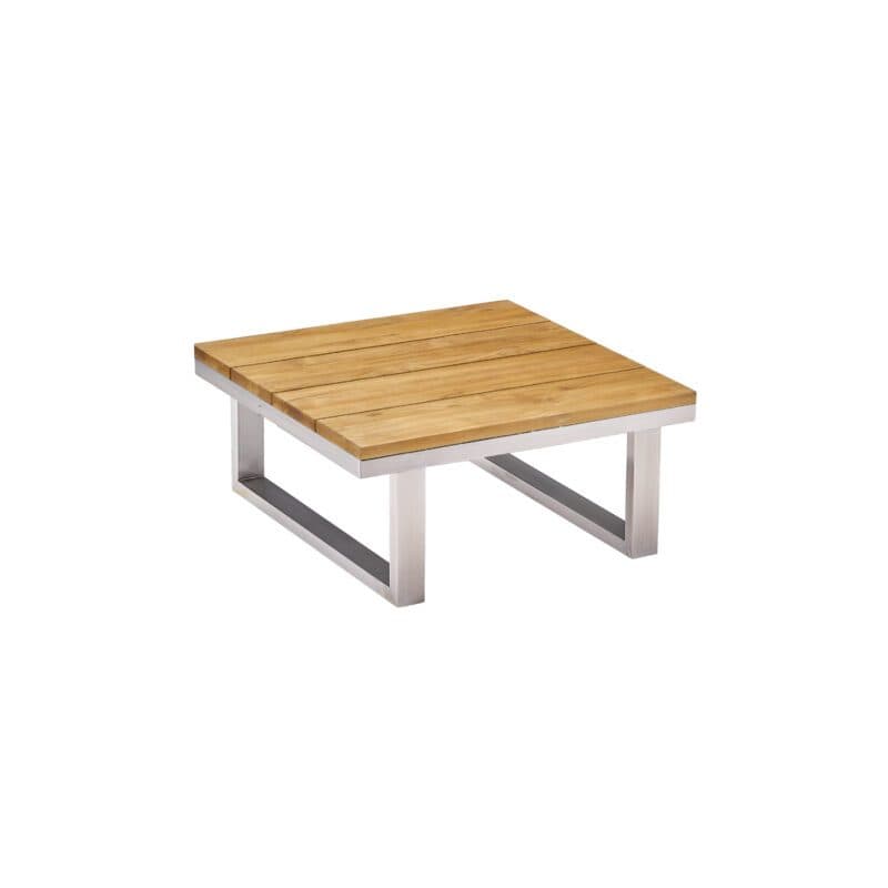 CASA DOMA "Aragona" Loungetisch 72x72cm, Höhe 33cm, Edelstahl gebürstet, Tischplatte Teak