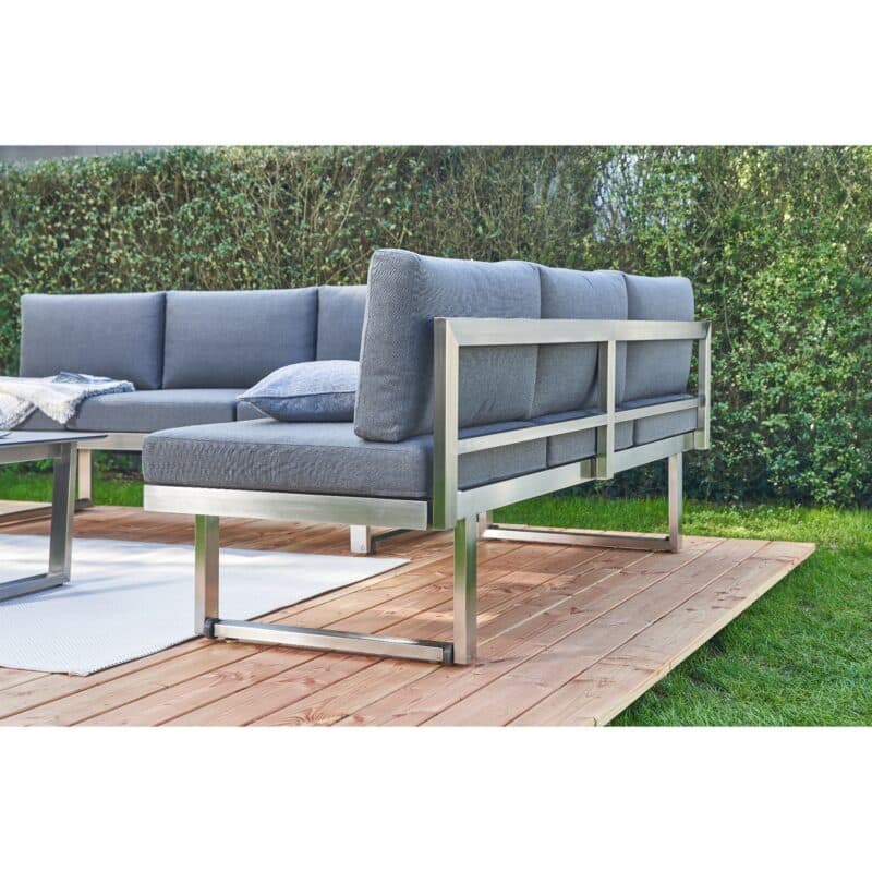 CASA DOMA "Aragona" DINING 3-Sitzer mit Rückenlehne, Gestell Edelstahl gebürstet, Kissen Tuvatextil®