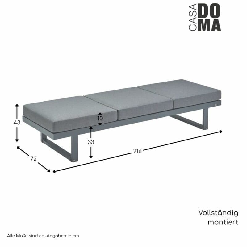 CASA DOMA "Aragona" Lounge 3-Sitzer, Gestell Aluminium/Edelstahl, Maße in cm