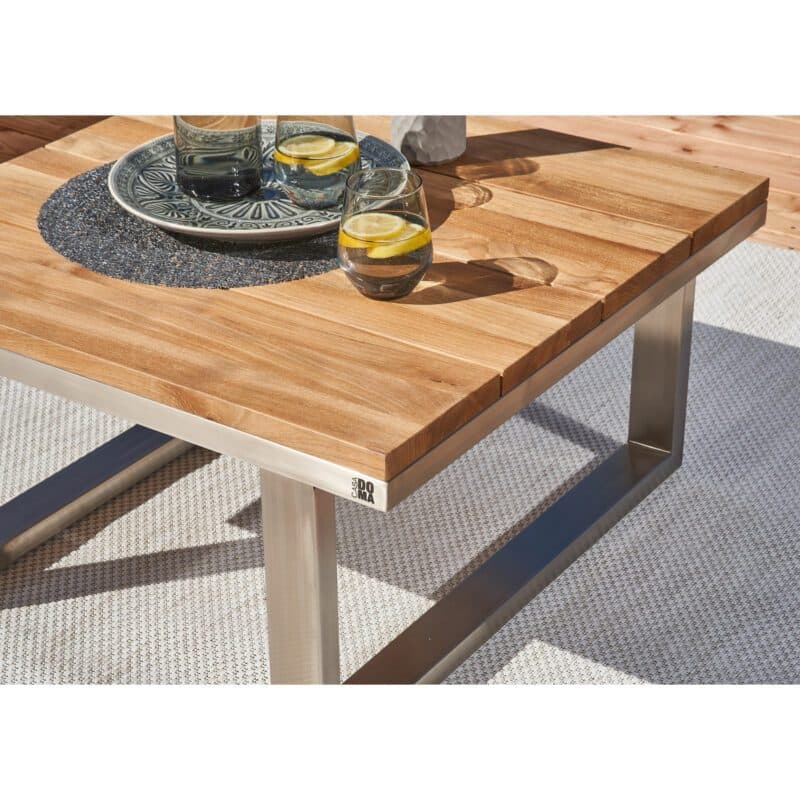 CASA DOMA "Aragona" Loungetisch 72x72cm, Höhe 39cm, Edelstahl gebürstet, Tischplatte Teak