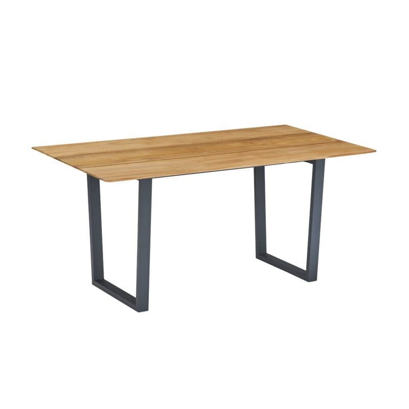 CASA DOMA Falerna Kufentisch 160x90 cm, Gestell Edelstahl anthrazit, Tischplatte Teakholz