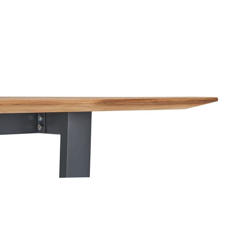 CASA DOMA Falerna Kufentisch 160x90 cm, Gestell Edelstahl anthrazit, Tischplatte Teakholz