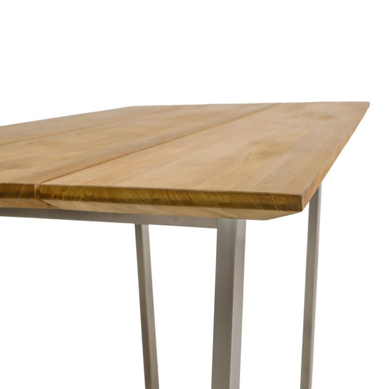 CASA DOMA "Falerna" Kufentisch 160 x 90 cm, Gestell Edelstahl gebürstet, Tischplatte Teakholz