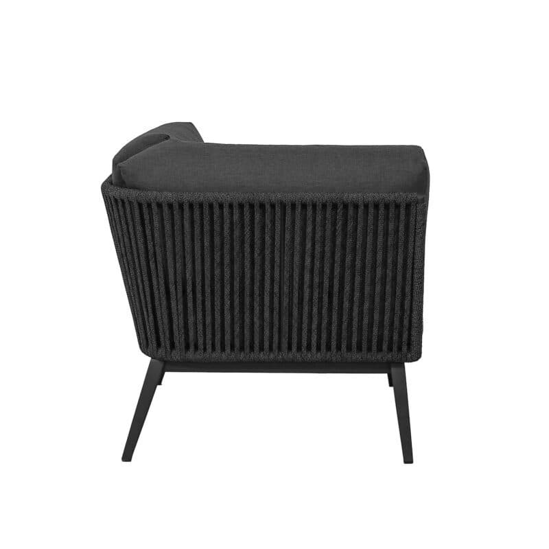 CASA DOMA "Ribera" Lounge-Eckteil, Vierkant-Beine Edelstahl anthrazit, Sitz Rope anthrazit (vertikal breit), Kissen Tuvatextil® Panama grafito