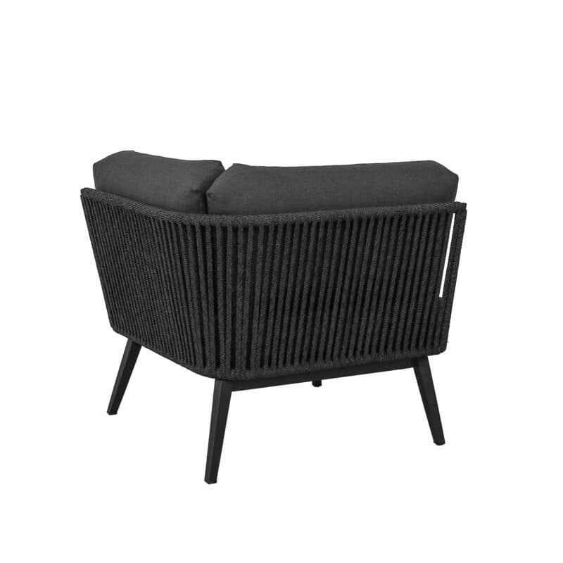 CASA DOMA "Ribera" Lounge-Eckteil, Vierkant-Beine Edelstahl anthrazit, Sitz Rope anthrazit (vertikal breit), Kissen Tuvatextil® Panama grafito