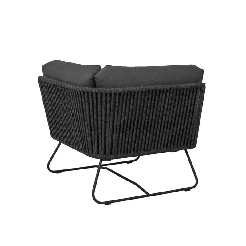 CASA DOMA "Ribera" Lounge-Eckteil, Kufengestell Edelstahl anthrazit, Sitz Rope anthrazit (vertikal breit), Kissen Tuvatextil® Panama grafito
