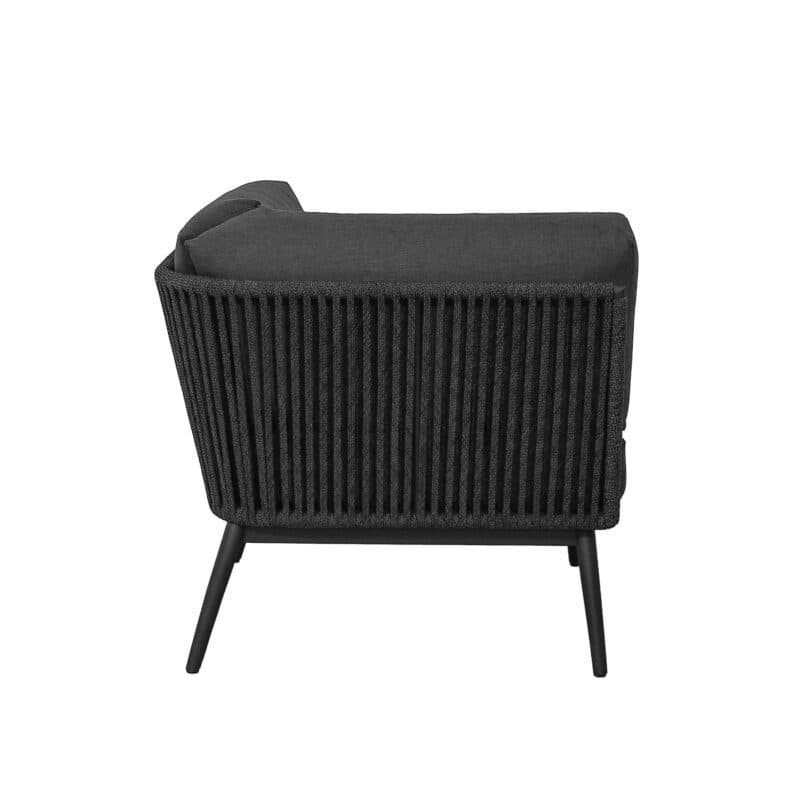 CASA DOMA "Ribera" Lounge-Eckteil, Rundrohr-Beine Edelstahl anthrazit, Sitz Rope anthrazit (vertikal breit), Kissen Tuvatextil® Panama grafito