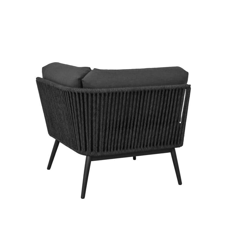 CASA DOMA "Ribera" Lounge-Eckteil, Rundrohr-Beine Edelstahl anthrazit, Sitz Rope anthrazit (vertikal breit), Kissen Tuvatextil® Panama grafito