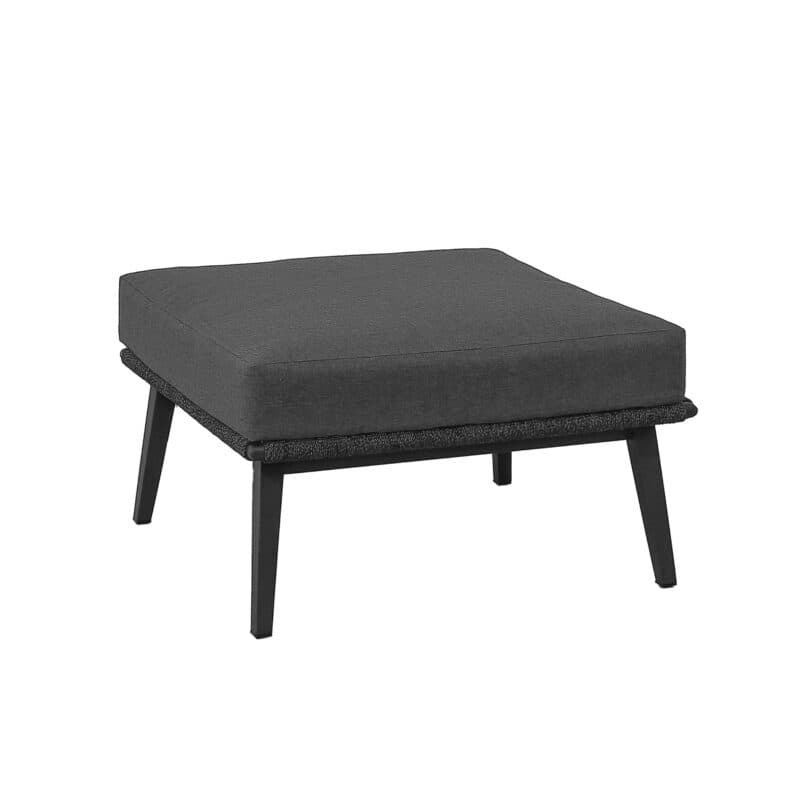CASA DOMA "Ribera" Loungehocker, Vierkant-Beine Edelstahl anthrazit, Sitz Rope anthrazit (vertikal breit), Kissen Tuvatextil® Panama grafito