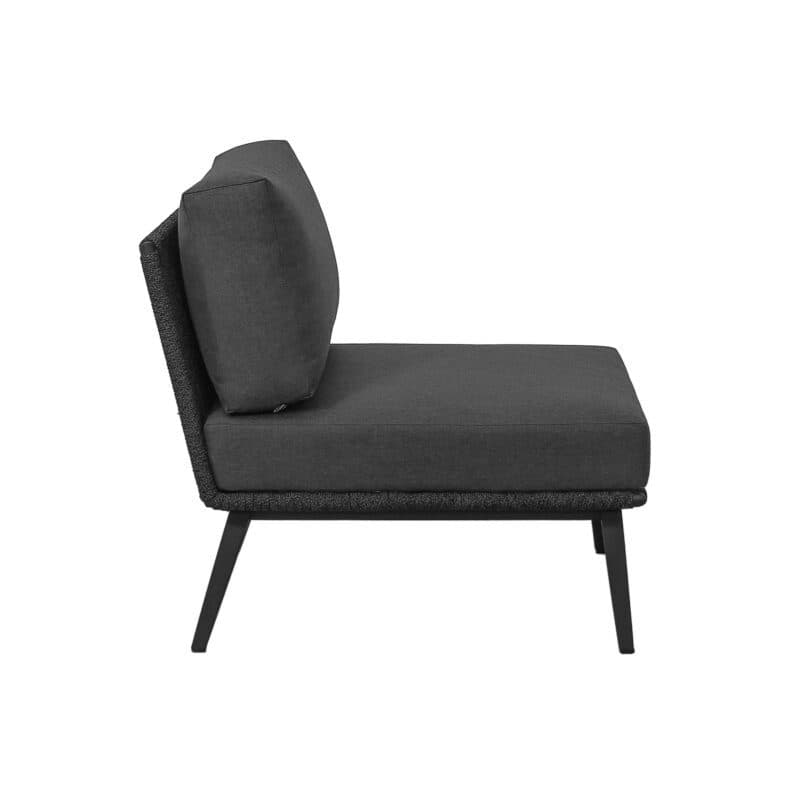 CASA DOMA "Ribera" Lounge-Mittelteil, Vierkant-Beine Edelstahl anthrazit, Sitz Rope anthrazit (vertikal breit), Kissen Tuvatextil® Panama grafito