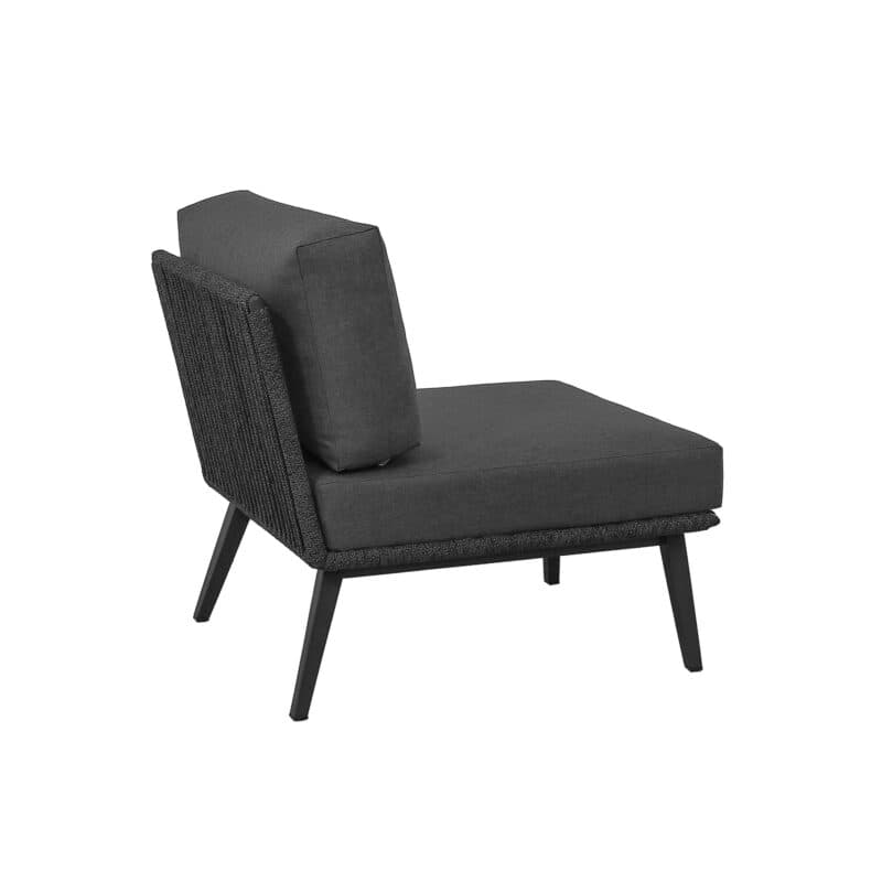 CASA DOMA "Ribera" Lounge-Mittelteil, Vierkant-Beine Edelstahl anthrazit, Sitz Rope anthrazit (vertikal breit), Kissen Tuvatextil® Panama grafito