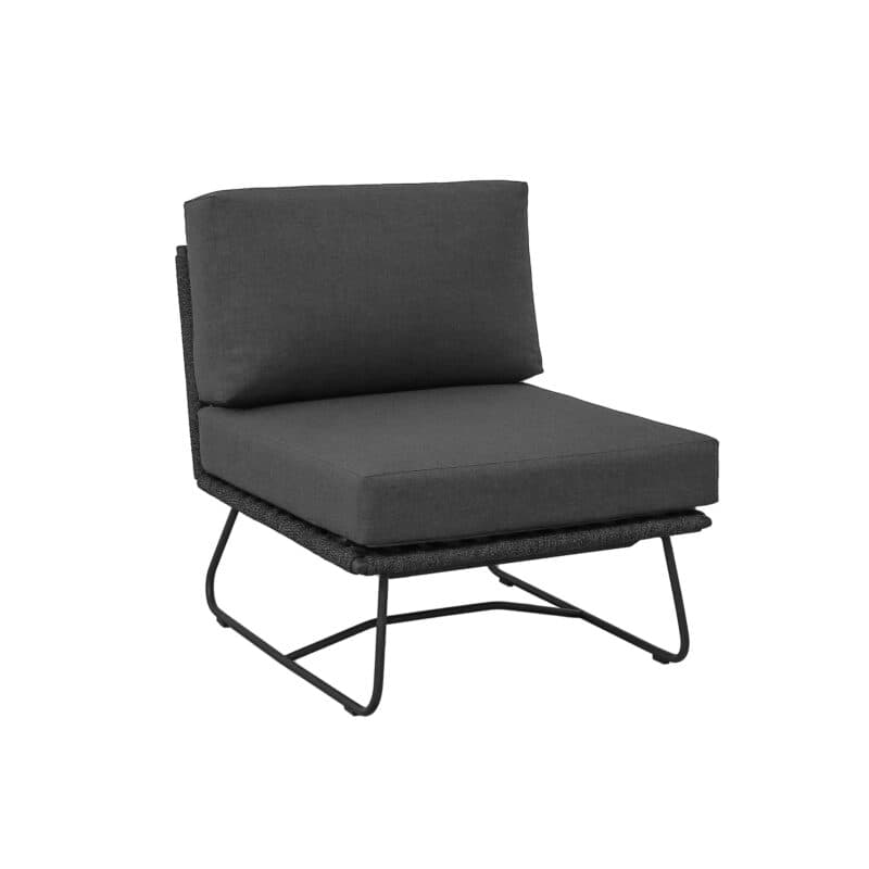CASA DOMA "Ribera" Lounge-Mittelteil, Kufengestell Edelstahl anthrazit, Sitz Rope anthrazit (vertikal breit), Kissen Tuvatextil® Panama grafito