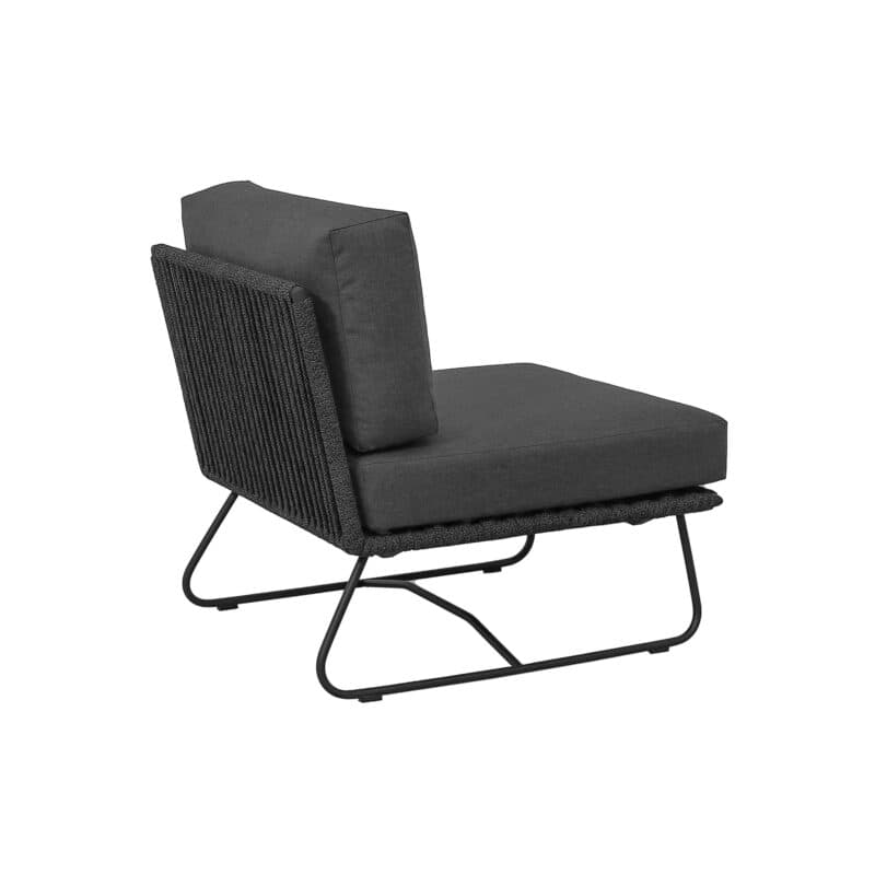 CASA DOMA "Ribera" Lounge-Mittelteil, Kufengestell Edelstahl anthrazit, Sitz Rope anthrazit (vertikal breit), Kissen Tuvatextil® Panama grafito