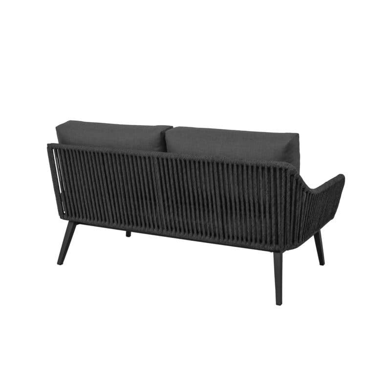 CASA DOMA "Ribera" 2-Sitzer Seitenteil links L-Form, Vierkant-Beine Edelstahl anthrazit, Sitz Rope anthrazit (vertikal breit), Kissen Tuvatextil® Panama grafito