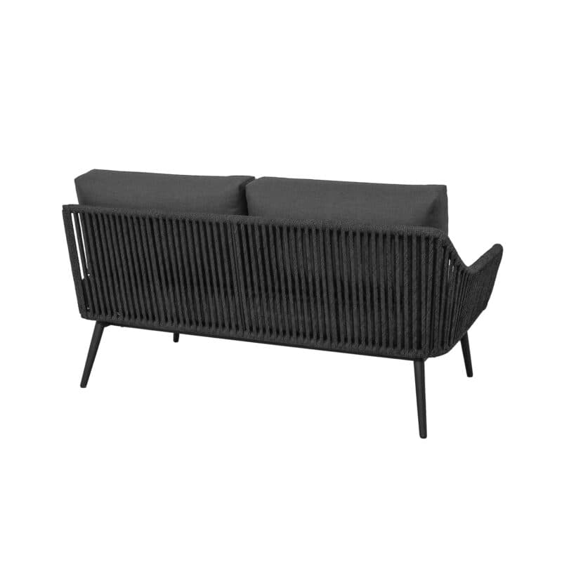 CASA DOMA "Ribera" 2-Sitzer Seitenteil links L-Form, Rundrohr-Beine Edelstahl anthrazit, Sitz Rope anthrazit (vertikal breit), Kissen Tuvatextil® Panama grafito