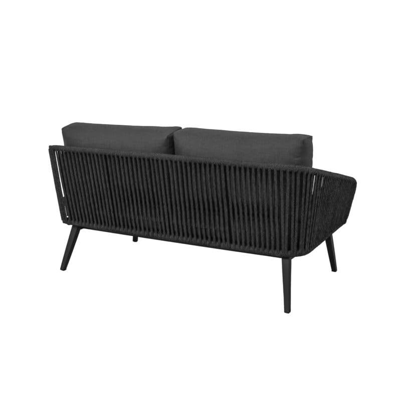 CASA DOMA "Ribera" 2-Sitzer Seitenteil links Rundform, Vierkant-Beine Edelstahl anthrazit, Sitz Rope anthrazit (vertikal breit), Kissen Tuvatextil® Panama grafito